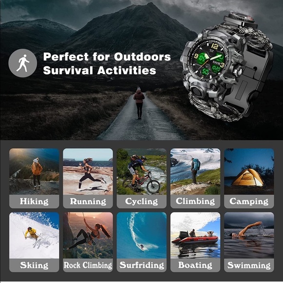 - 23-in-1 Survival GREY Military Digital Watch, Mens Tactical Multi-Fu… - Picture 5 of 5